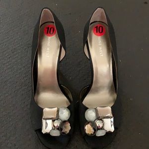 Black dress shoe.